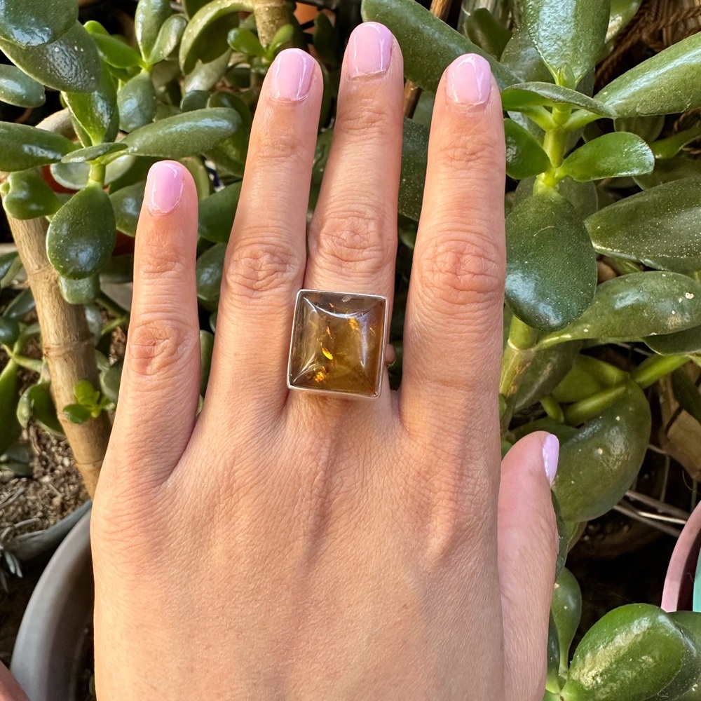 Sterling silver amber ring